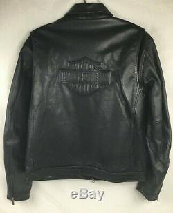 Harley Davidson Men Large L Embossed Bar & Shield Logo Black Leather Jacket