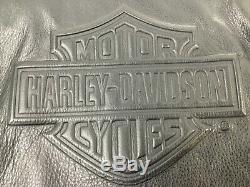 Harley Davidson Men Large L Embossed Bar & Shield Logo Black Leather Jacket