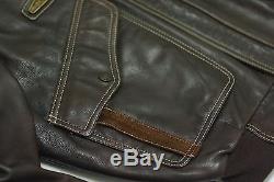 Harley Davidson Men V-TWIN Winged Bar&Shield Brown Leather Vintage Jacket L Rare