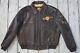 Harley Davidson Men Vintage Brown Leather Bomber Jacket Winged Bar&shield L Rare