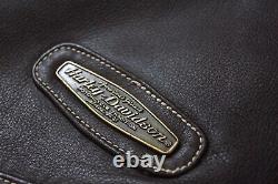 Harley Davidson Men Vintage Brown Leather Bomber Jacket Winged Bar&Shield L Rare