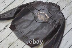 Harley Davidson Men Vintage Brown Leather Bomber Jacket Winged Bar&Shield L Rare