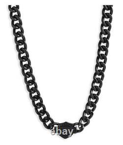 Harley-Davidson Men's 24 in. Bar & Shield Curb Link Chain Necklace, Matte Black