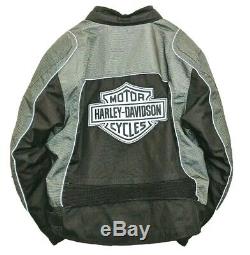 Harley-Davidson Men's 3XL Reflective Bar & Shield Armored Jacket Black Gray EUC