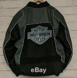 Harley-Davidson Men's 3XL Reflective Bar & Shield Armored Jacket Black Gray EUC