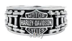 Harley-Davidson Men's Bar & Shield Bike Chain Ring, Sterling Silver HDR0260