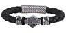Harley-davidson Men's Bar & Shield Braided Leather Bracelet Black Hsb0217