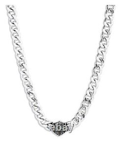 Harley-Davidson Men's Bar & Shield Curb Link Stainless Steel Necklace 34N00033