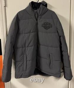 Harley Davidson Men's Bar & Shield Hooded Puffer Dark Grey Large 97424-24VM