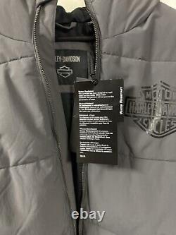 Harley Davidson Men's Bar & Shield Hooded Puffer Dark Grey Large 97424-24VM