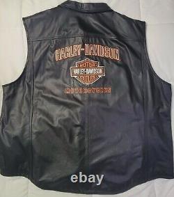 Harley Davidson Men's Bar & Shield Leather Vest 4XL XXXXL Button Down Collar