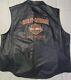 Harley Davidson Men's Bar & Shield Leather Vest 4xl Xxxxl Button Down Collar