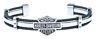 Harley-davidson Men's Bar & Shield Steel Cable Cuff Bracelet, Silver Hsb0069
