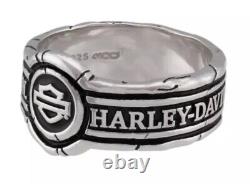 Harley Davidson Men's Bar & Shield Wax Seal Band Ring Sterling Silver HDR0545