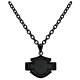 Harley-davidson Men's Black Asphalt Bar & Shield Silhouette Necklace