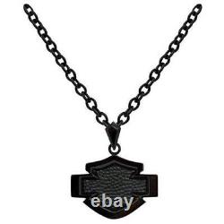 Harley-Davidson Men's Black Asphalt Bar & Shield Silhouette Necklace