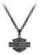 Harley-davidson Men's Black Edge Bar & Shield Emblem Chain Necklace Hsn0054-22