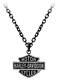 Harley-davidson Men's Black Edge Bar & Shield Emblem Chain Necklace Hsn0054-24