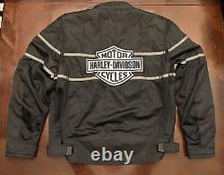 Harley Davidson Men's Black Mesh Bar & Shield Motorcycle Jacket XL Reflective