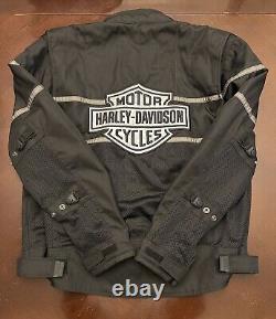 Harley Davidson Men's Black Mesh Bar & Shield Motorcycle Jacket XL Reflective