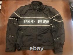 Harley Davidson Men's Black Mesh Bar & Shield Motorcycle Jacket XL Reflective