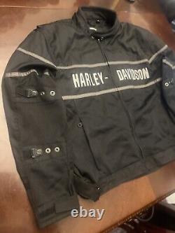 Harley Davidson Men's Black Mesh Bar & Shield Motorcycle Jacket XL Reflective