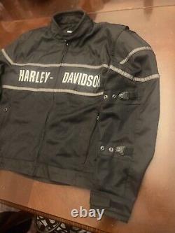 Harley Davidson Men's Black Mesh Bar & Shield Motorcycle Jacket XL Reflective