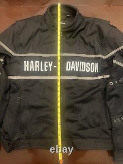 Harley Davidson Men's Black Mesh Bar & Shield Motorcycle Jacket XL Reflective