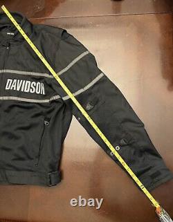 Harley Davidson Men's Black Mesh Bar & Shield Motorcycle Jacket XL Reflective