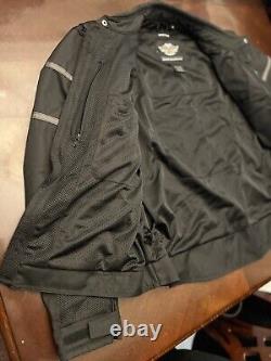 Harley Davidson Men's Black Mesh Bar & Shield Motorcycle Jacket XL Reflective