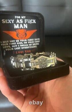 Harley-Davidson Men's Bracelet Triple Shield Boyfriend Husband gift Message box