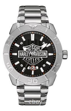 Harley-Davidson Men's Bulova Watch, Embossed Bar & Shield Stainless Steel 76B169