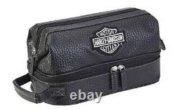 Harley-Davidson Men's Deluxe Bar & Shield Leather Toiletry Bag 99509-BLACK