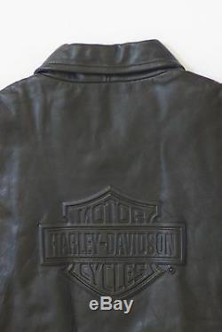 Harley Davidson Men's Embossed Bar&Shield Classic Vintage Black Leather Jacket L