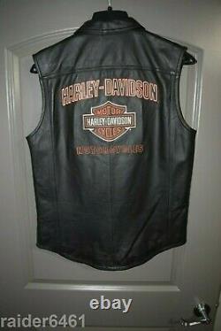 Harley Davidson Men's Embroidered Bar & Shield Leather Vest M H-D 97064-08VM EUC