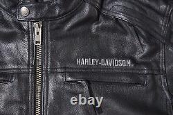 Harley Davidson Men's Honor Bar&Shield Black Leather Jacket Hoodie XL 97035-08VM