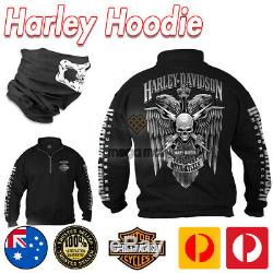 Harley-Davidson Men's Hooded Sweatshirt, Bar & Shield Zip Black Hoodie Jacket
