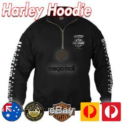 Harley-Davidson Men's Hooded Sweatshirt, Bar & Shield Zip Black Hoodie Jacket