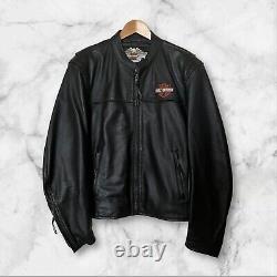 Harley Davidson Men's Leather Jacket Biker Bar Shield Bomber Varsity Black Large