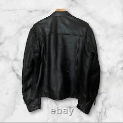 Harley Davidson Men's Leather Jacket Biker Bar Shield Bomber Varsity Black Large