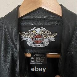 Harley Davidson Men's Leather Jacket Biker Bar Shield Bomber Varsity Black Large