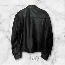 Harley Davidson Men's Leather Jacket Biker Bar Shield Bomber Varsity Black Large