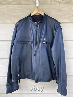 Harley Davidson Men's Leather Jacket XXXL Black Cafe Basic Skins Bar Shield EXC