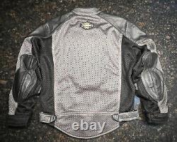 Harley Davidson Men's Leather Mesh Bar & Shield Motorcycle Jacket/Back Armor/ M