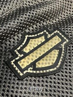 Harley Davidson Men's Leather Mesh Bar & Shield Motorcycle Jacket/Back Armor/ M