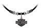 Harley-davidson Men's Leather Necklace Nut & Coil Bar & Shield Pendent 22in