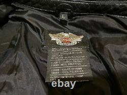 Harley Davidson Men's Leather Shirt Jacket Bar Shield Snaps Large 98111-98VM