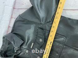 Harley Davidson Men's Leather Shirt Jacket Black Bar Shield Snap Button L