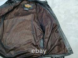 Harley Davidson Men's Leather Shirt Jacket Black Bar Shield Snap Button X Large