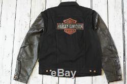 Harley Davidson Men's Leather Sleeve Bar&Shield Black Denim Jacket XL 99183-19VM